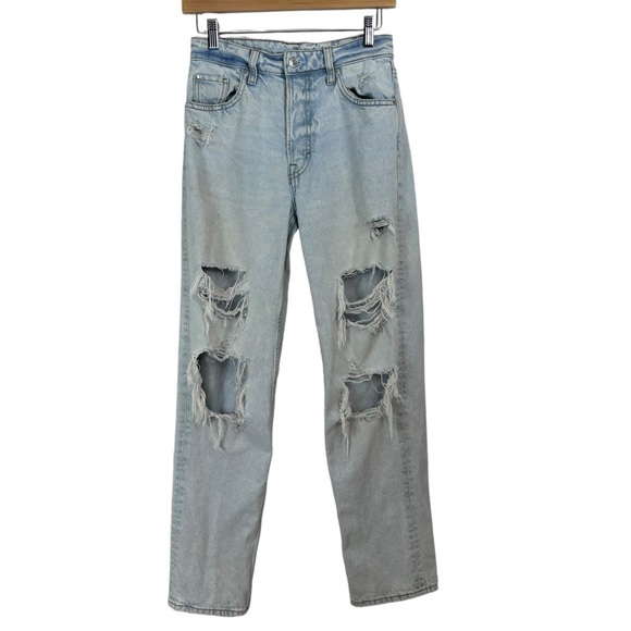 H&M Denim - H&M & Denim 90’s Distressed Boyfriend Light wash Jeans Grunge High Rise Size 0